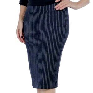 NEW Artizan Robin Barre Navy Pinstripe Stretch Pencil Skirt Small (bin 1J)